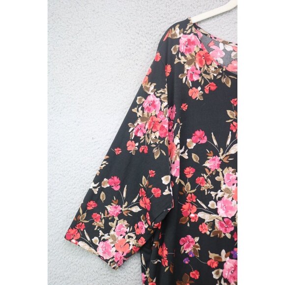 Susan Graver 3/4 Sleeve Dark Floral Tunic-Size 3X-Whimsigoth - Picture 3 of 10